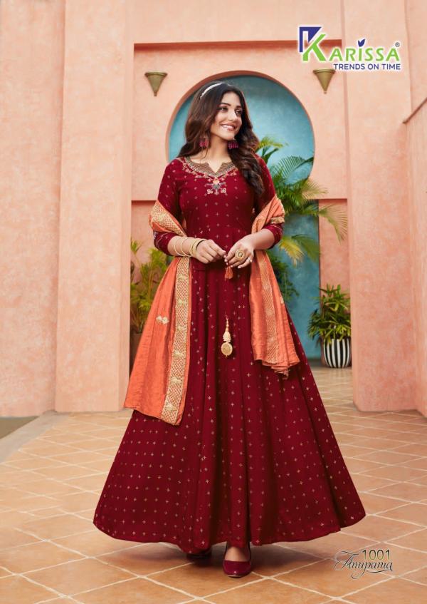 Karissa Anupama Festive Wear Silk Gown With Dupatta Collection